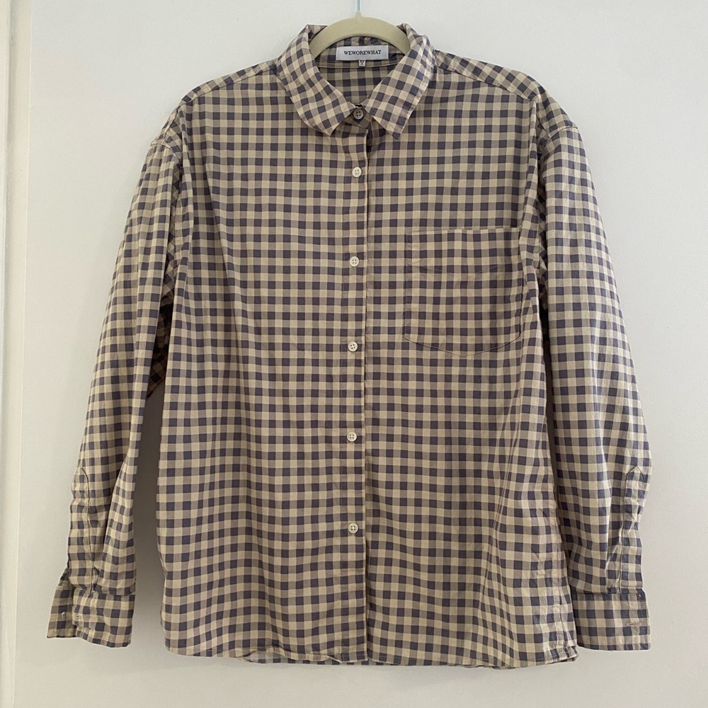 WeWoreWhat Checkered Button-Down Top. Size XS/S